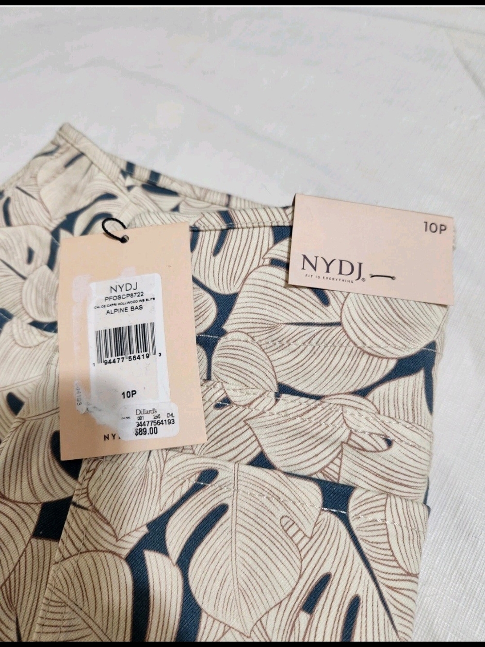 NYDJ Women's Jeans Size 10P Chloe Side Slit Capri Stretch Blue Multi  NWT 22 - Picture 11 of 11
